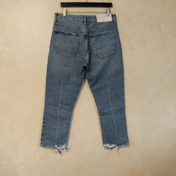 Agolde Riley High Rise Waisted Crop Cropped Organic Denim Jeans Emulsion - Picture 5 of 16